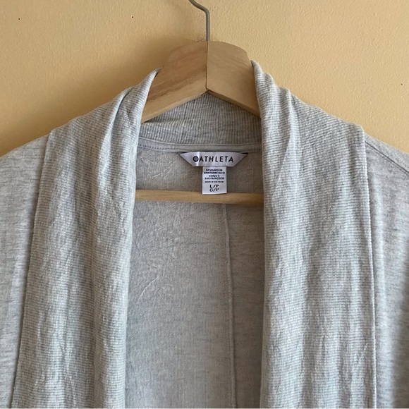 Athleta Pranayama Restore Wrap Woman LP Large Petite Grey Open Cardigan Pockets - Picture 5 of 16